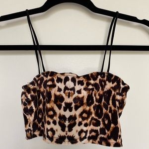 Velvet cheetah print crop